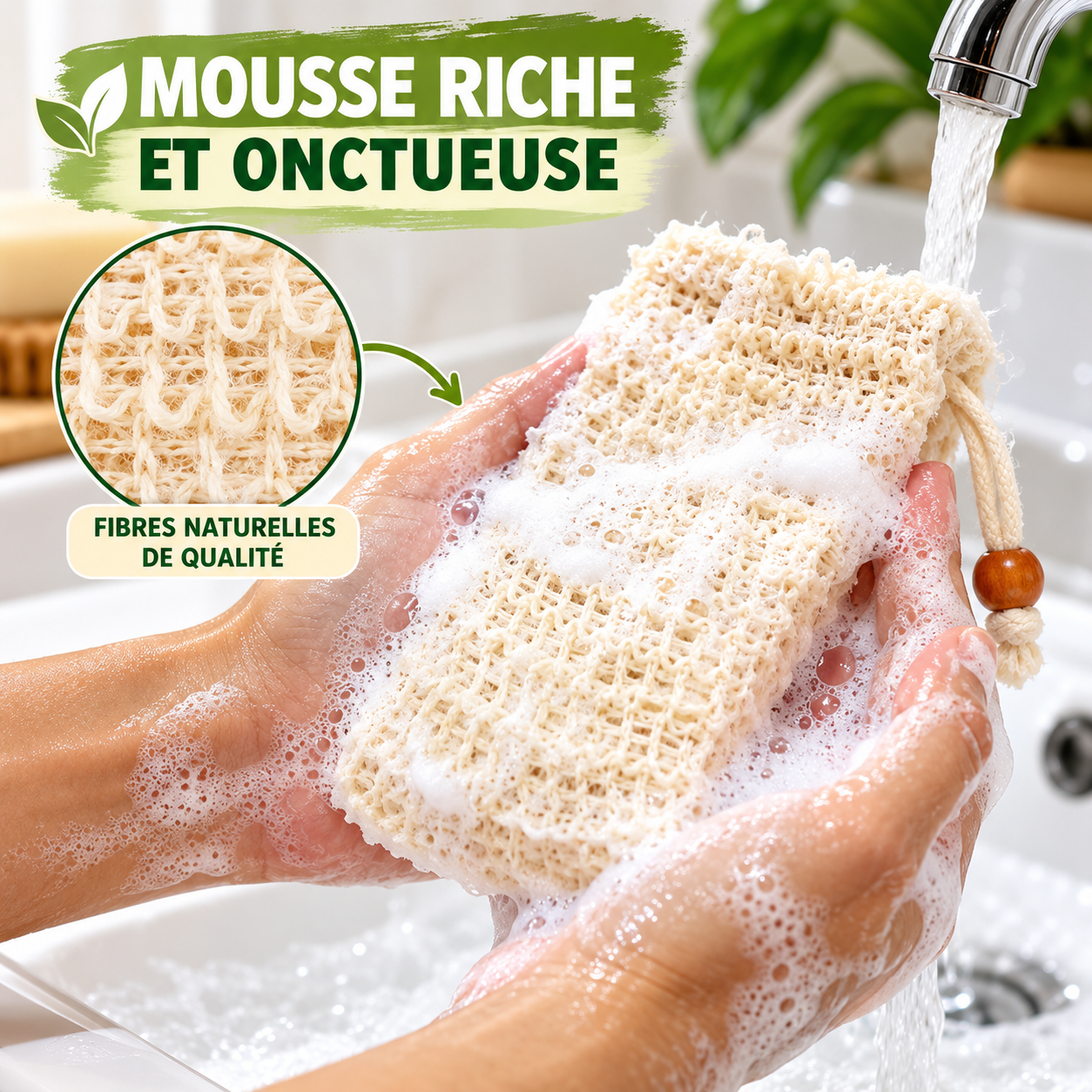 Mousse riche et fibres naturelles