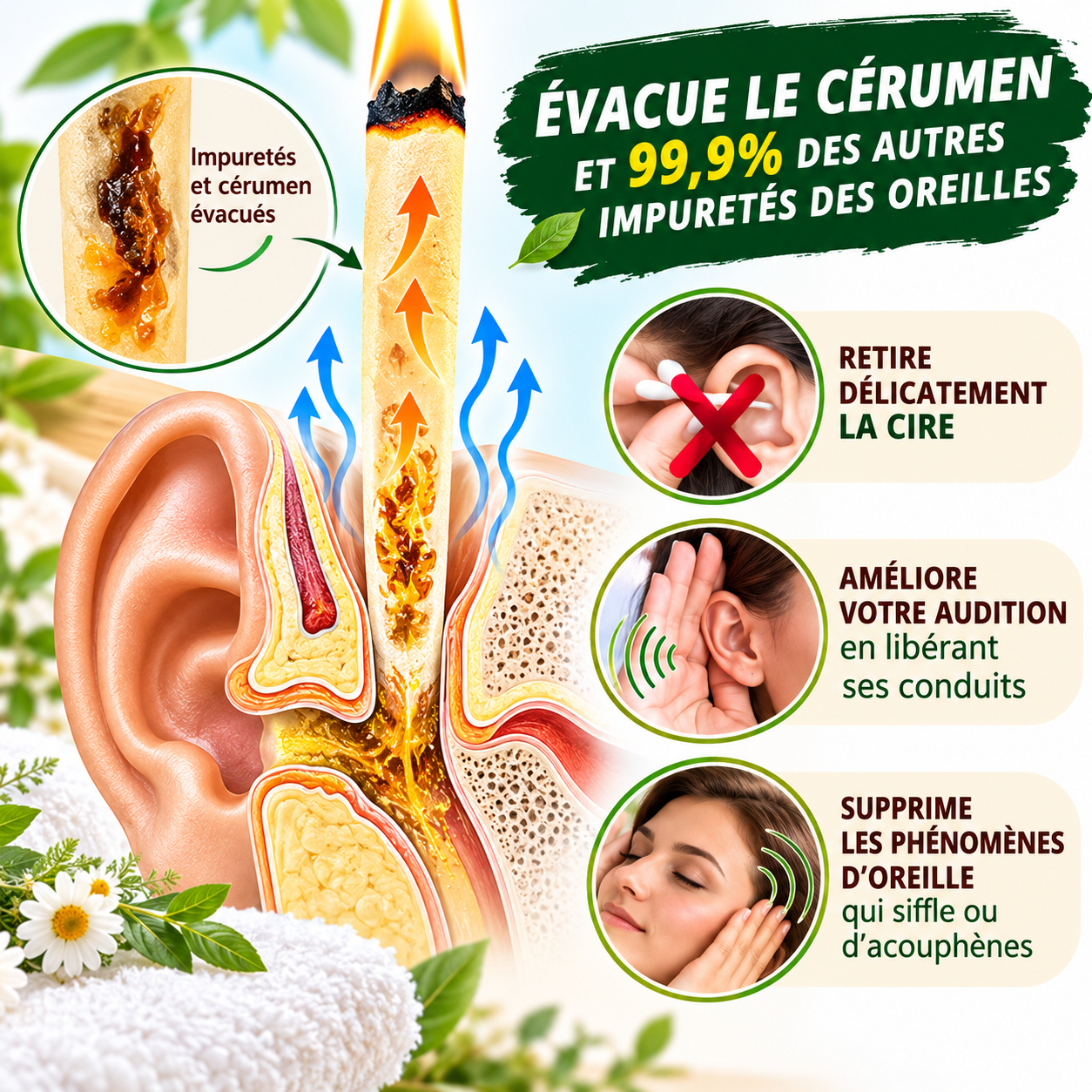 Infographie sur la bougie auriculaire