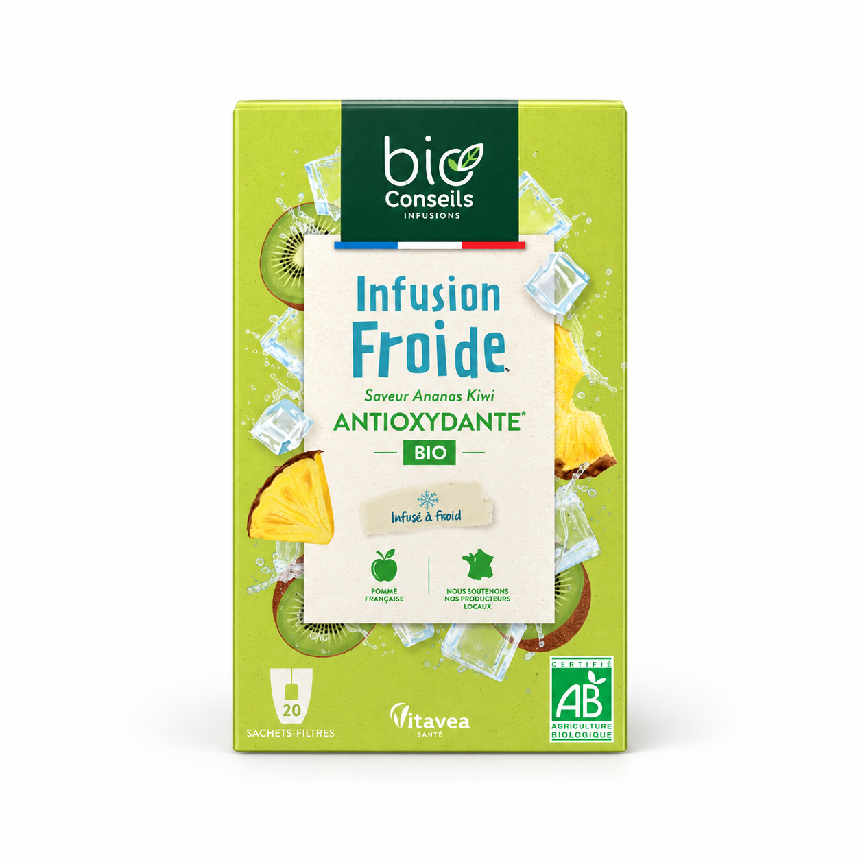 Boîte d’infusion froide kiwi-ananas bio