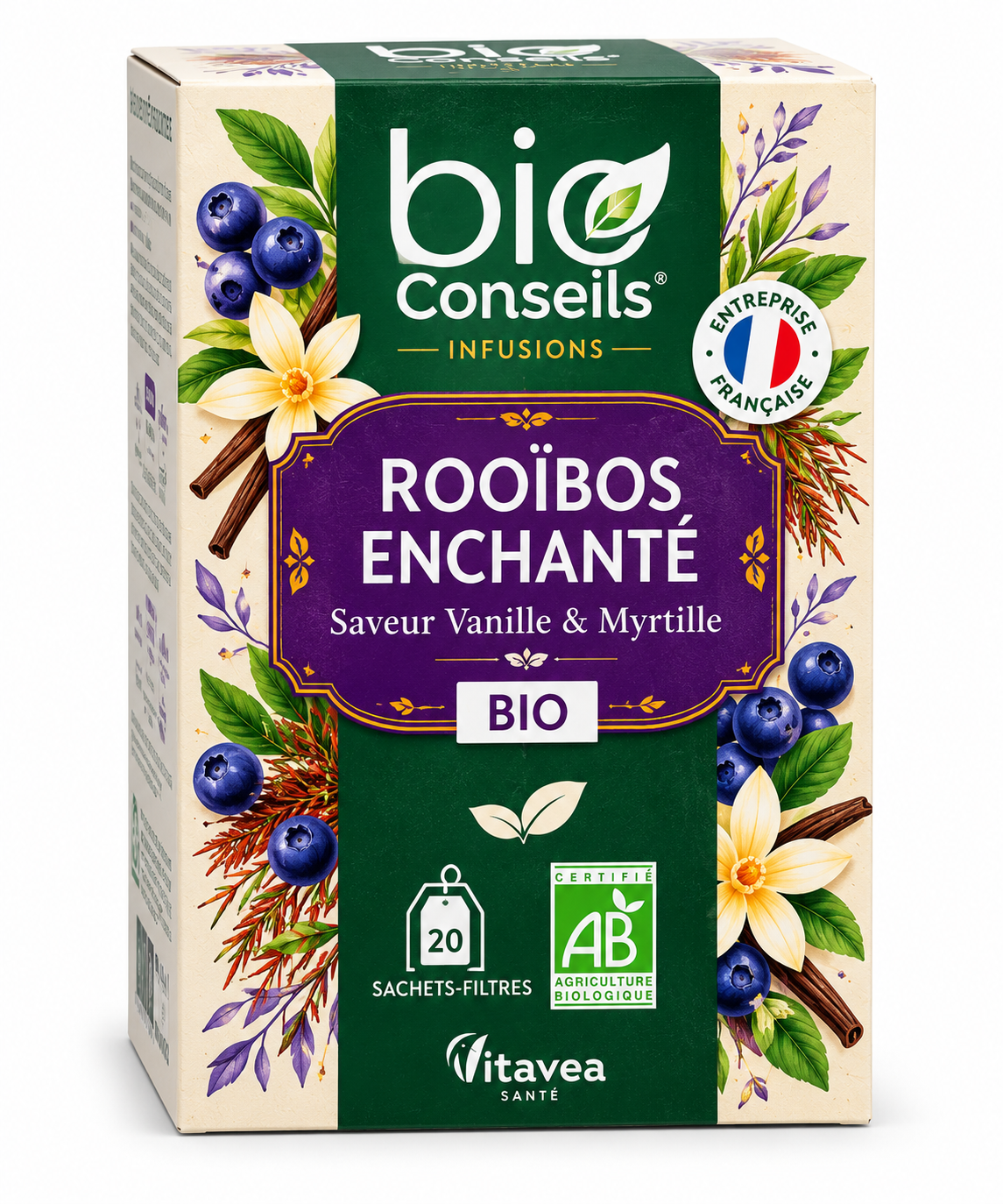 Boîte d’infusion rooibos vanille myrtille