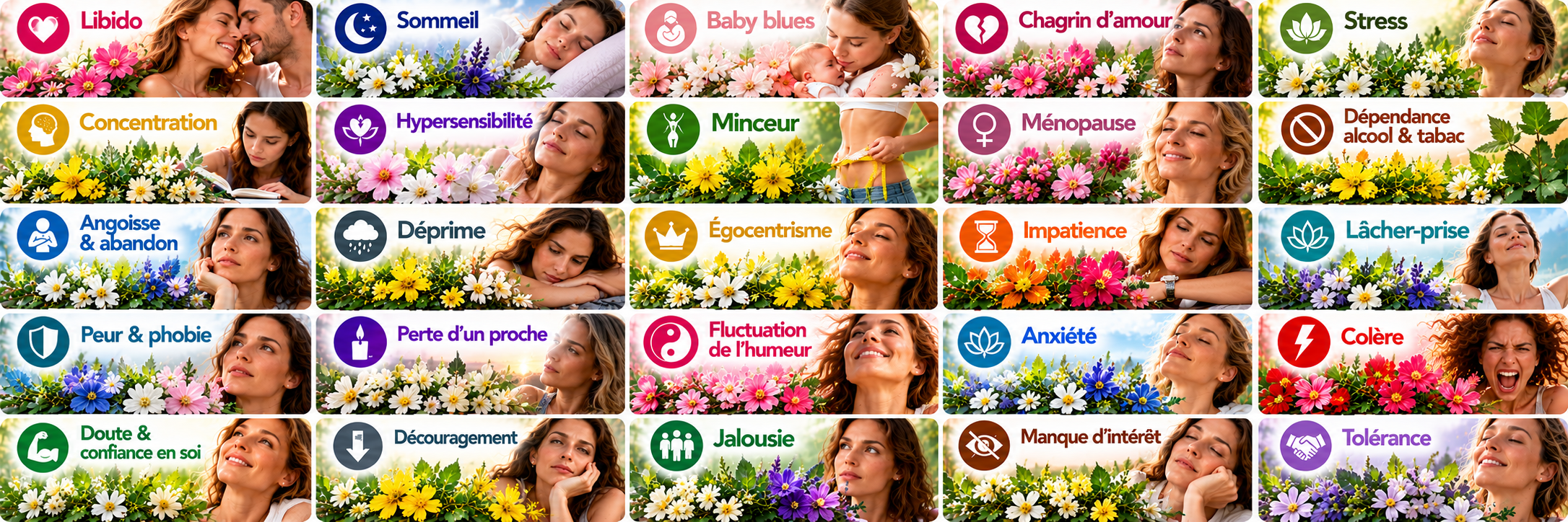 Collage floral des émotions et besoins