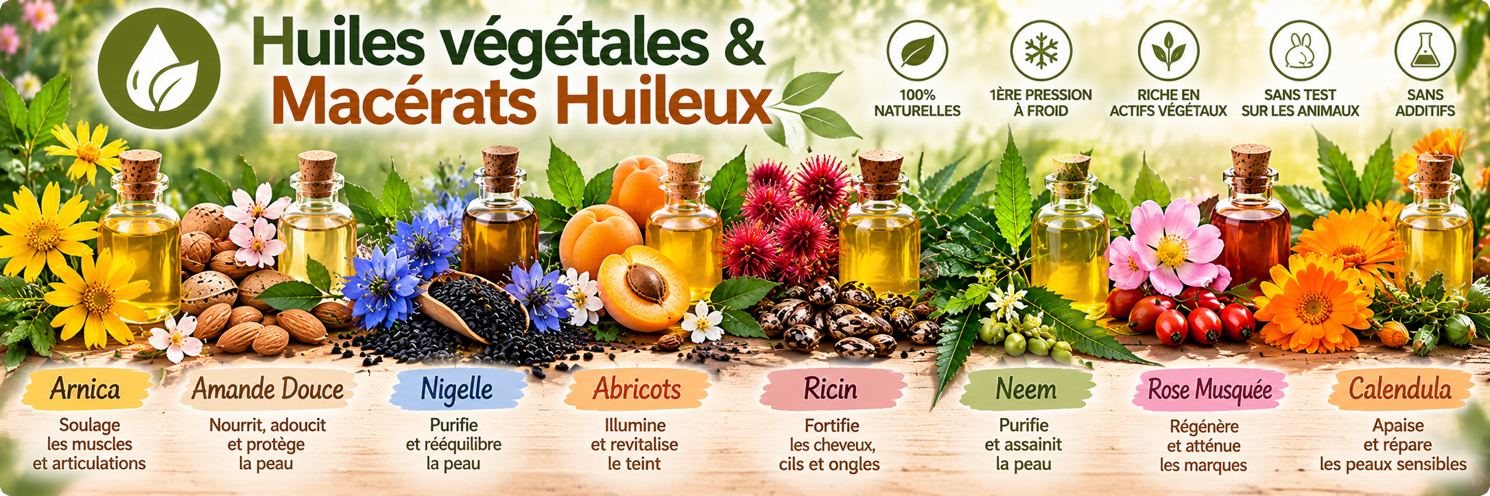 Bannière des huiles végétales naturelles