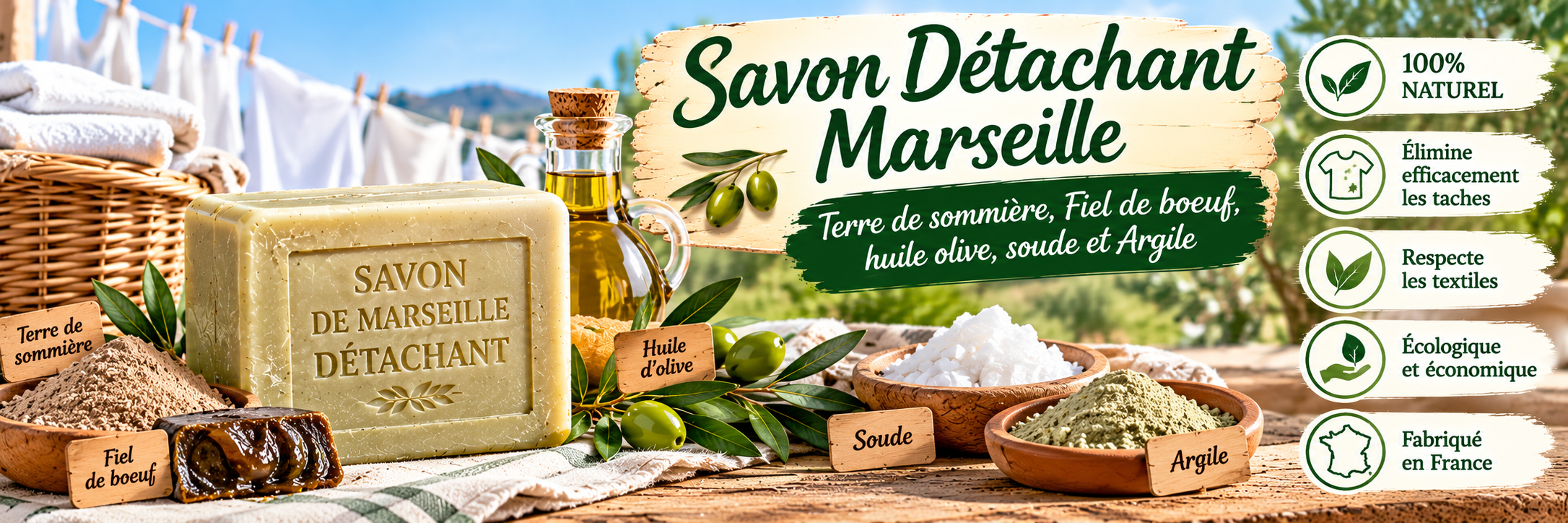 Savon détachant de Marseille naturel