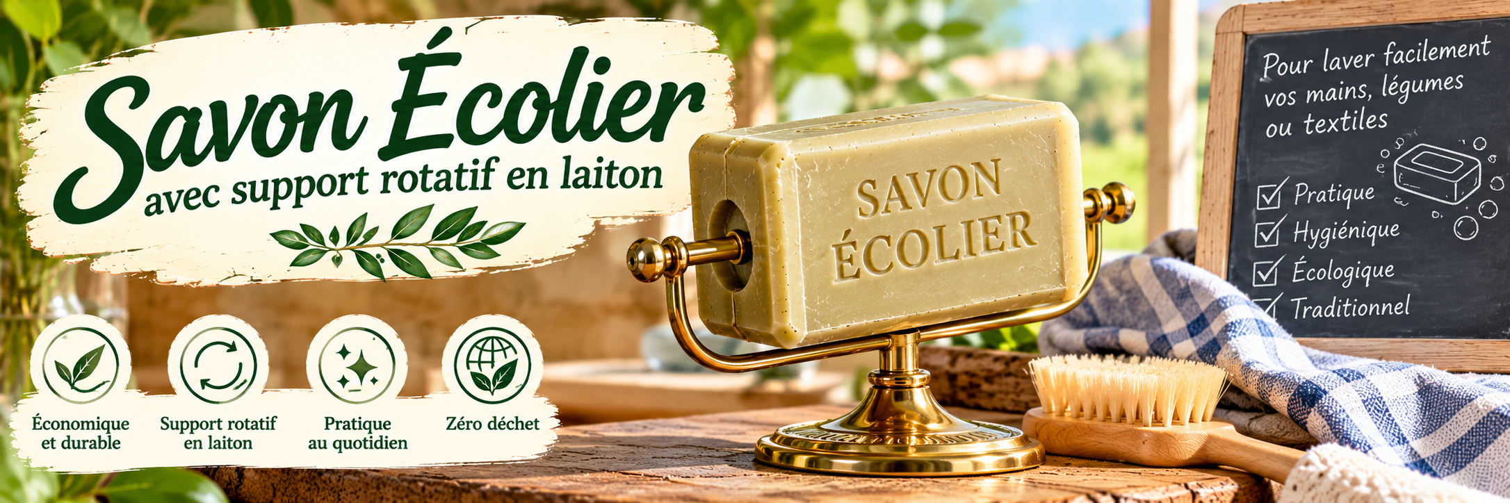 Savon Écolier et support en laiton