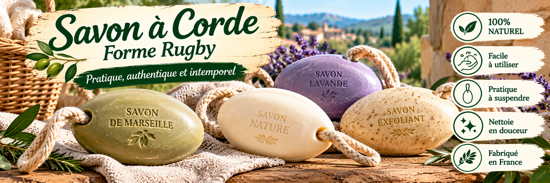 Savons à corde, charme provençal
