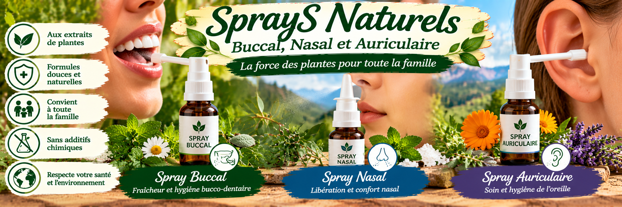 Sprays naturels aux plantes pour toute la famille
