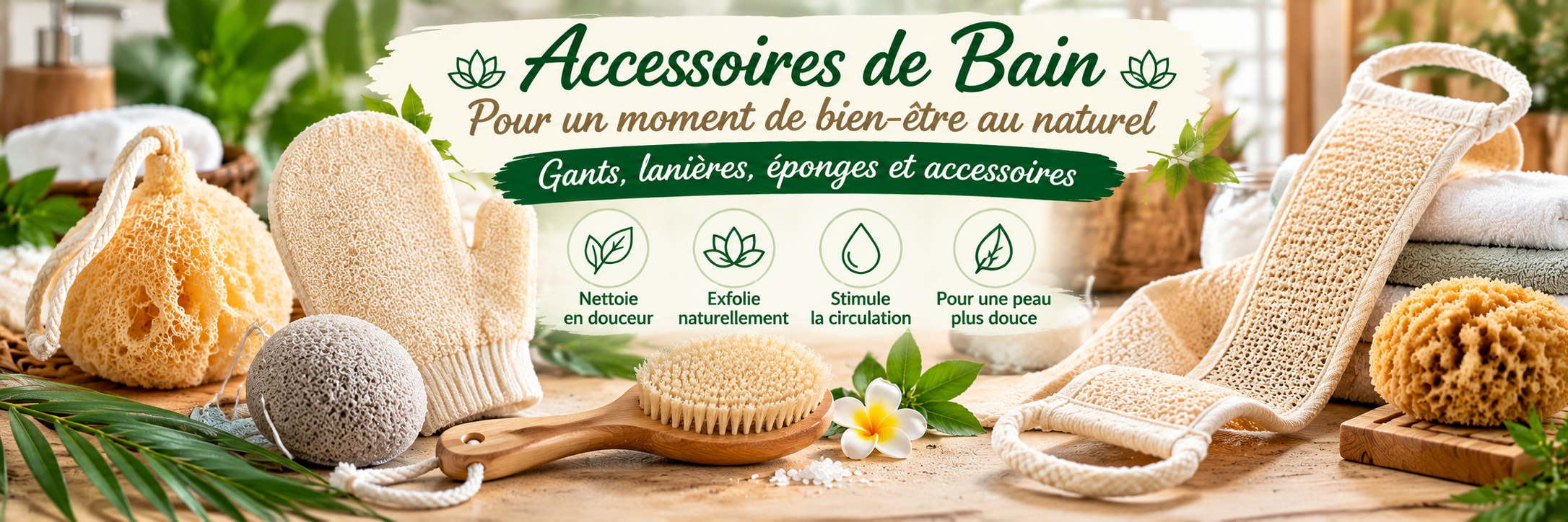Accessoires de bain naturels spa