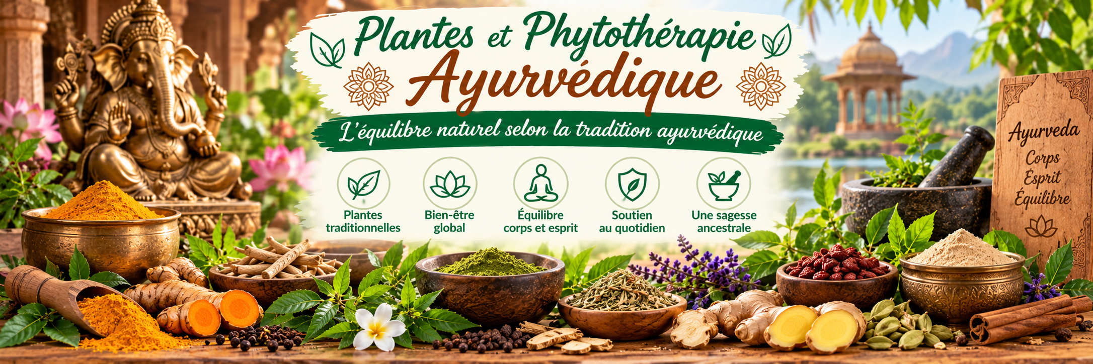Équilibre ayurvédique entre plantes et tradition