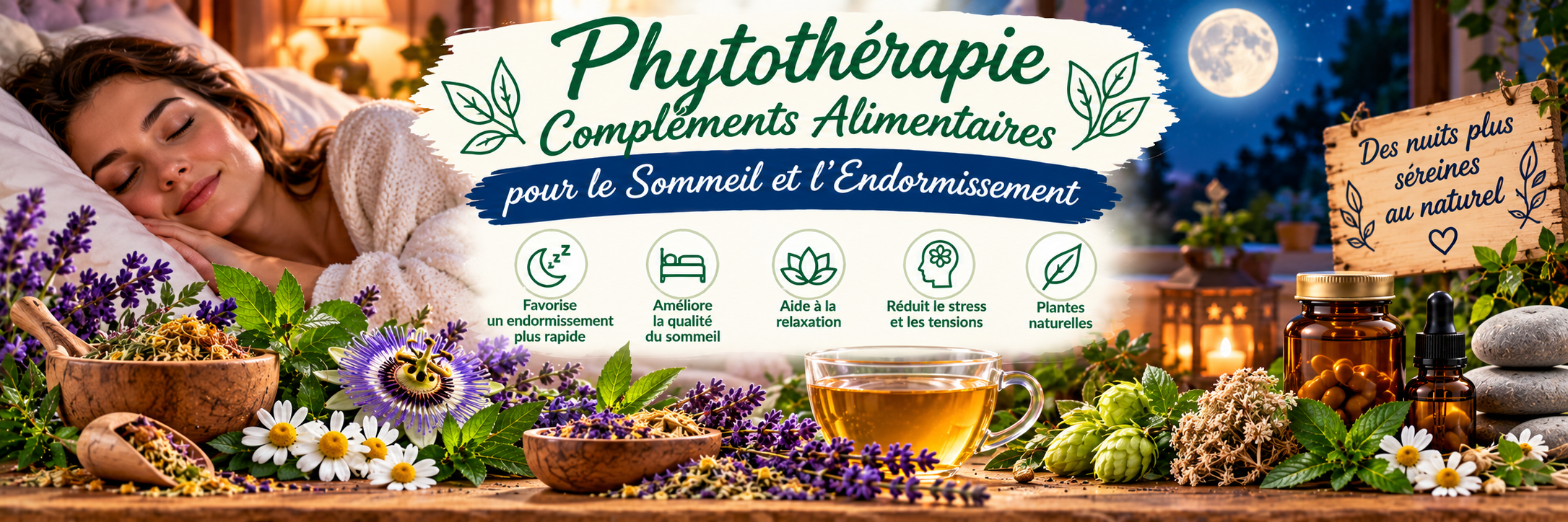 Nuit sereine aux plantes naturelles