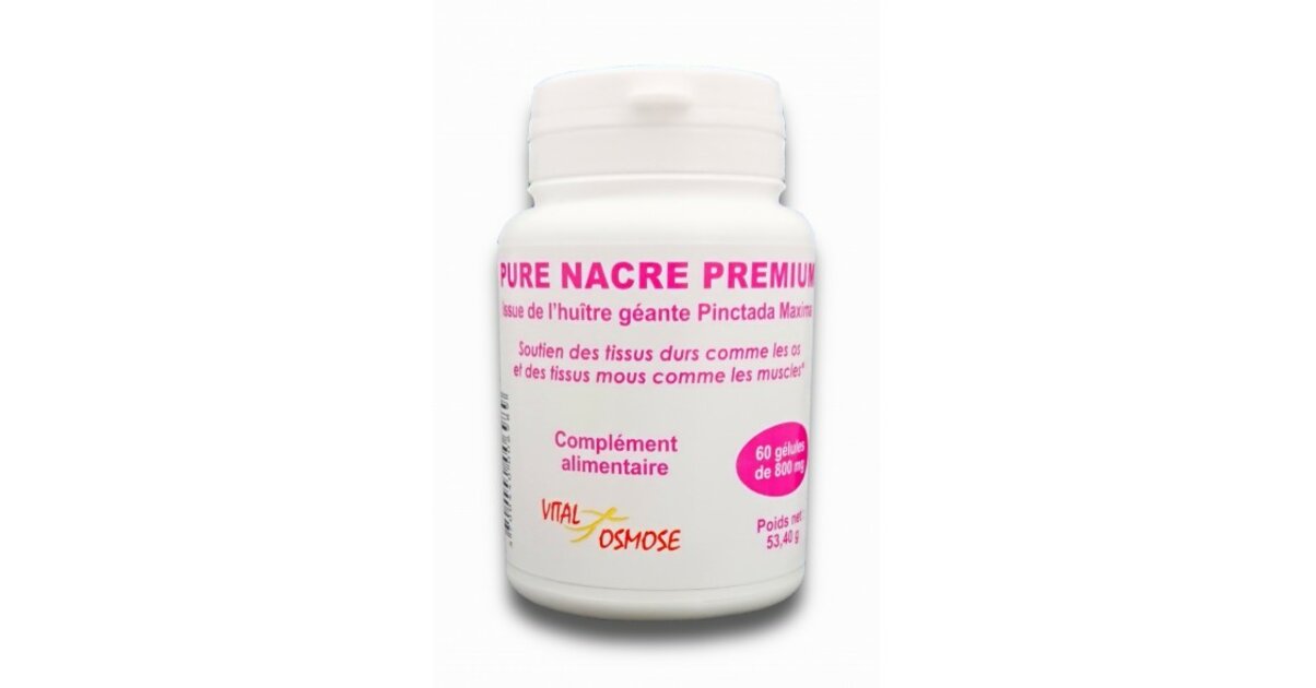 PURE NACRE PREMIUM 60 gélules poudre de pure nacre - Complément ...