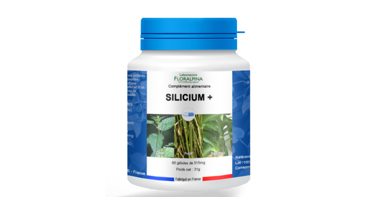 SILICIUM+ Floralpina 60 gelules Silice Ortie, Prele, Bambou ...