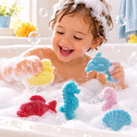 Bain moussant joyeux aux jouets colorés