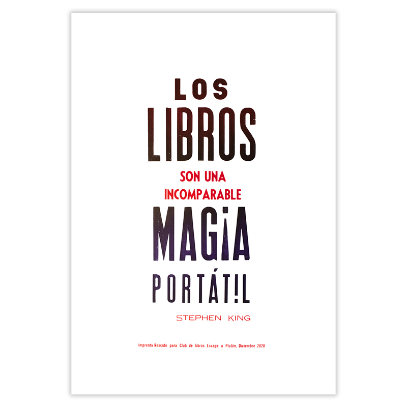 Affiche typographique \'Les Livres sont une Magie Portable Unique\' - Imprenta Rescate