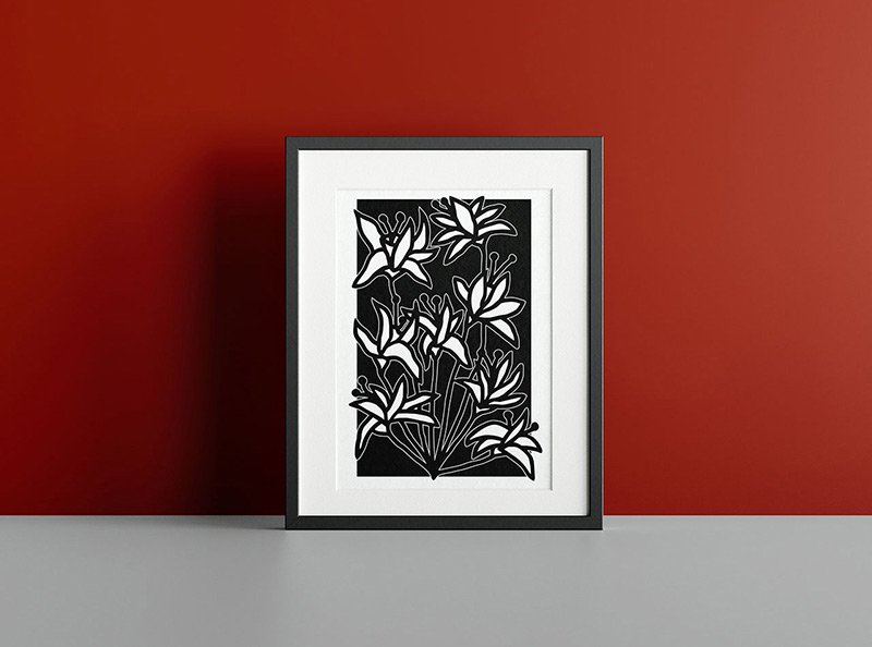 Peinture-fleur-noir-et-blanc-Hahnemuhle-Nicolas-de-Caro-Quorum-A3--DEN003