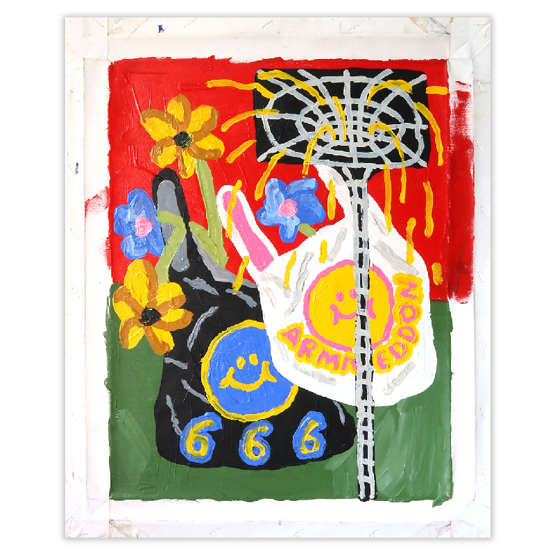Peinture-Plastic bags-flowers-black- holes-apocalypse-35x45-Francois-Thevenet-THF008-2