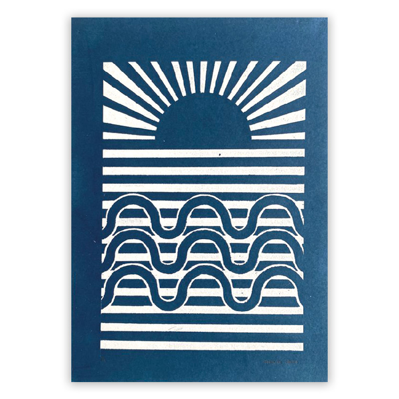 Cyanotype \'Sunset & Waves\' de la série \'Lines\' - Adelaide Aronio