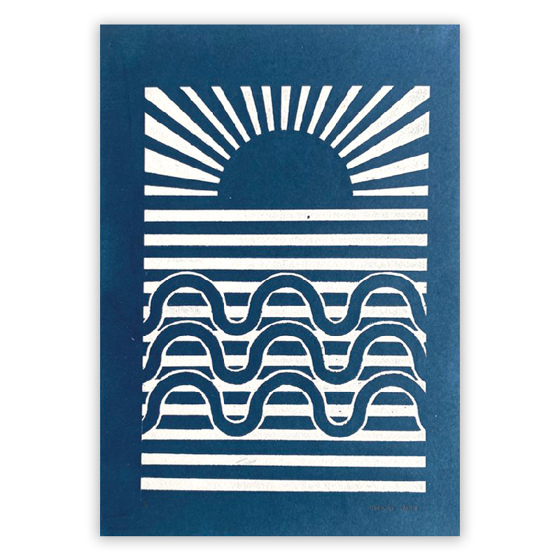 ARA001B Cyanotype Sunset &amp; Waves serie lines Adelaide Aronio Quorum(2)