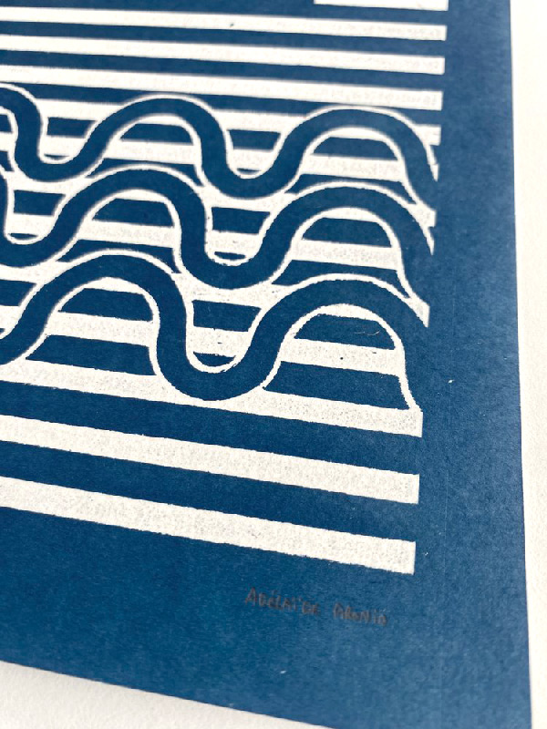 ARA001B Cyanotype Sunset &amp; Waves serie lines Adelaide Aronio Quorum(3)