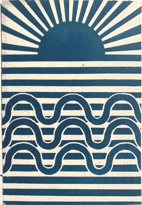 ARA001B Cyanotype Sunset &amp; Waves serie lines Adelaide Aronio Quorum(1)