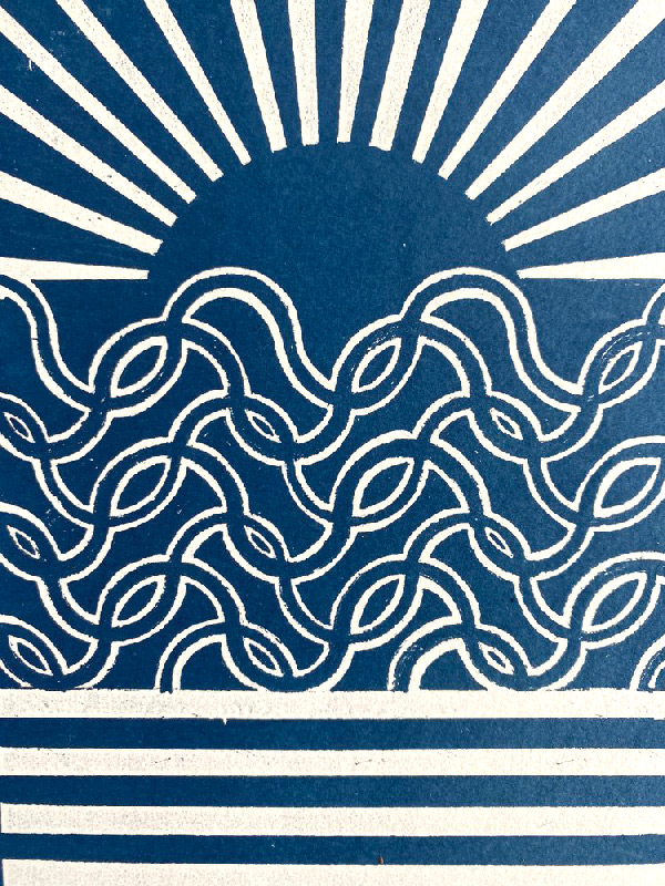 ARA001G Cyanotype Snakes Waves serie lines Adelaide Aronio Quorum(6)