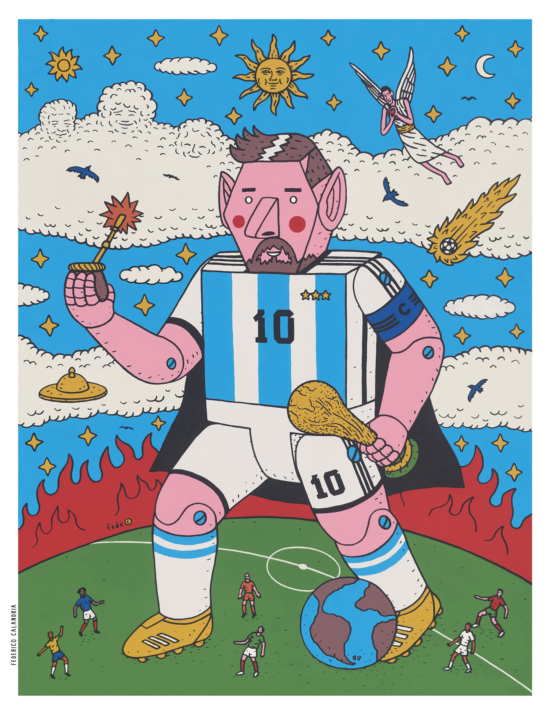 Illustration numérique \'Messitron\', Impression Fine Art - Federico Calandria