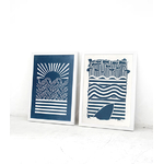 Cyanotype Sunset & Waves  serie lines Adelaide Aronio Quorum