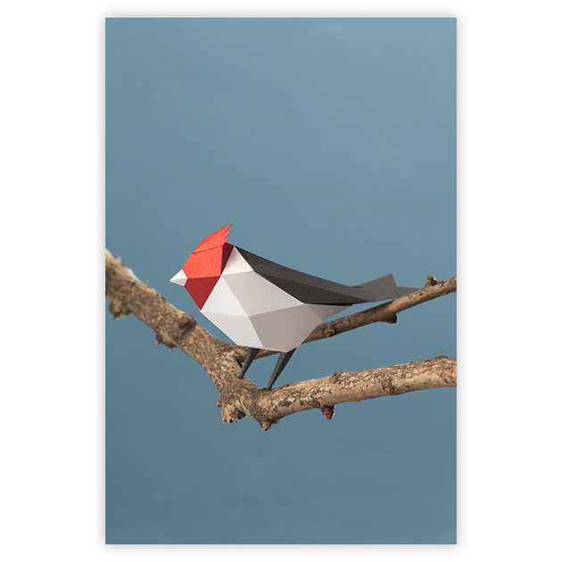 GUA005 (1)-Animaux-Papier-Assembler-Oiseaux-Cardenal-Guardabosques-Quorum