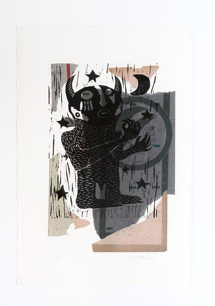 TEO021a-Linogravure-Collage-Serie-Bestias-Olivier-Tenedor-35x50-Quorum