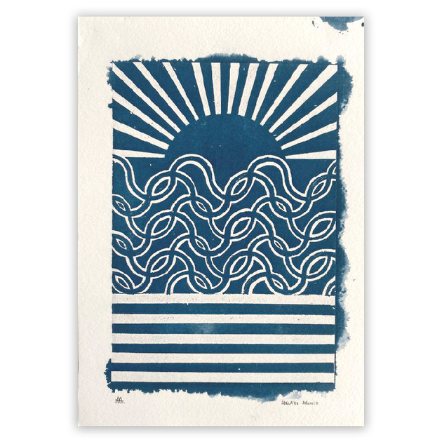 ARA001G Cyanotype Snakes Waves serie lines Adelaide Aronio Quorum(3)