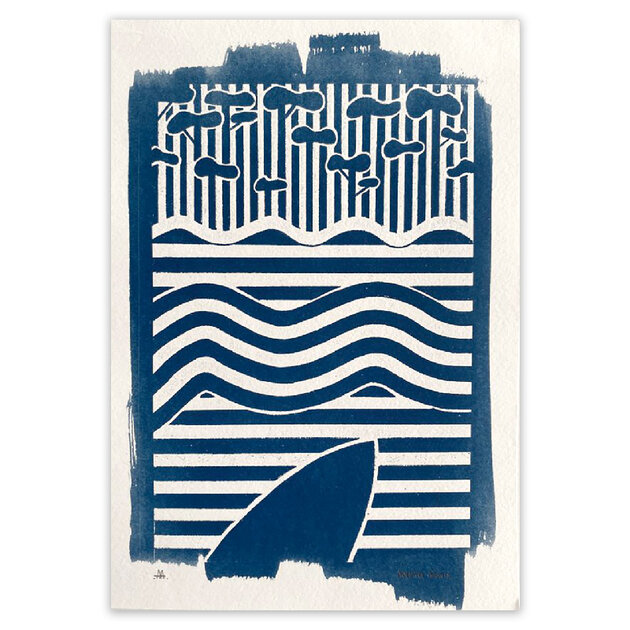 ARA001K Cyanotype Surf serie lines Adelaide Aronio Quorum