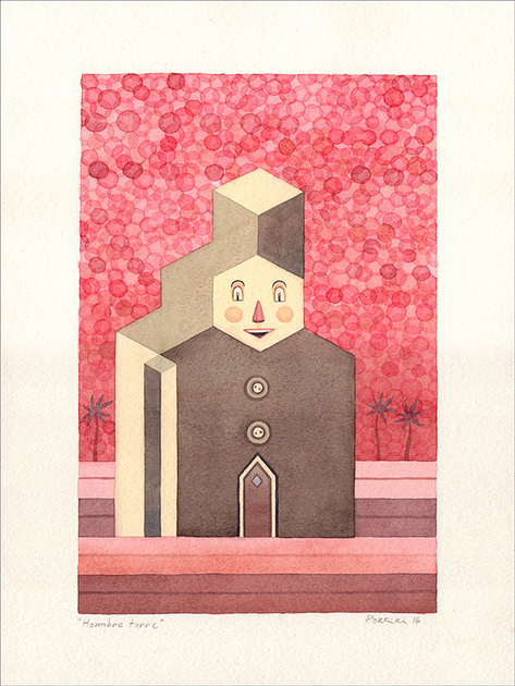 POF002-quorum - Hombre torre - Acuarela s papel - 30x40 cm copy