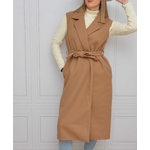 trench long sans manches brun