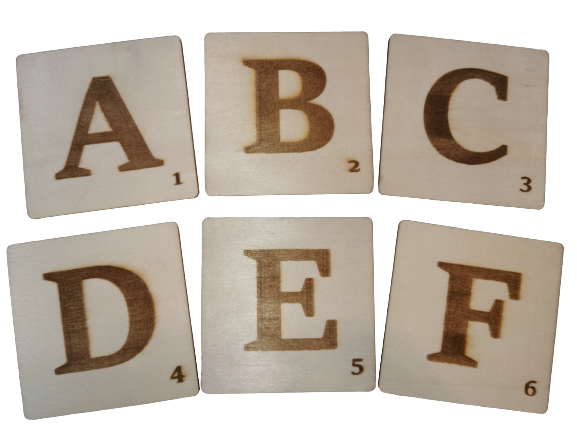 ALPHABET sur plaquette de bois - Lettres + chiffres