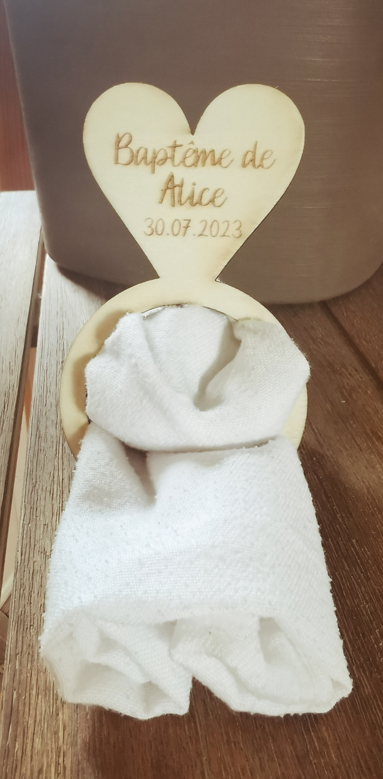 Rond de serviette personnalisé pour baptême