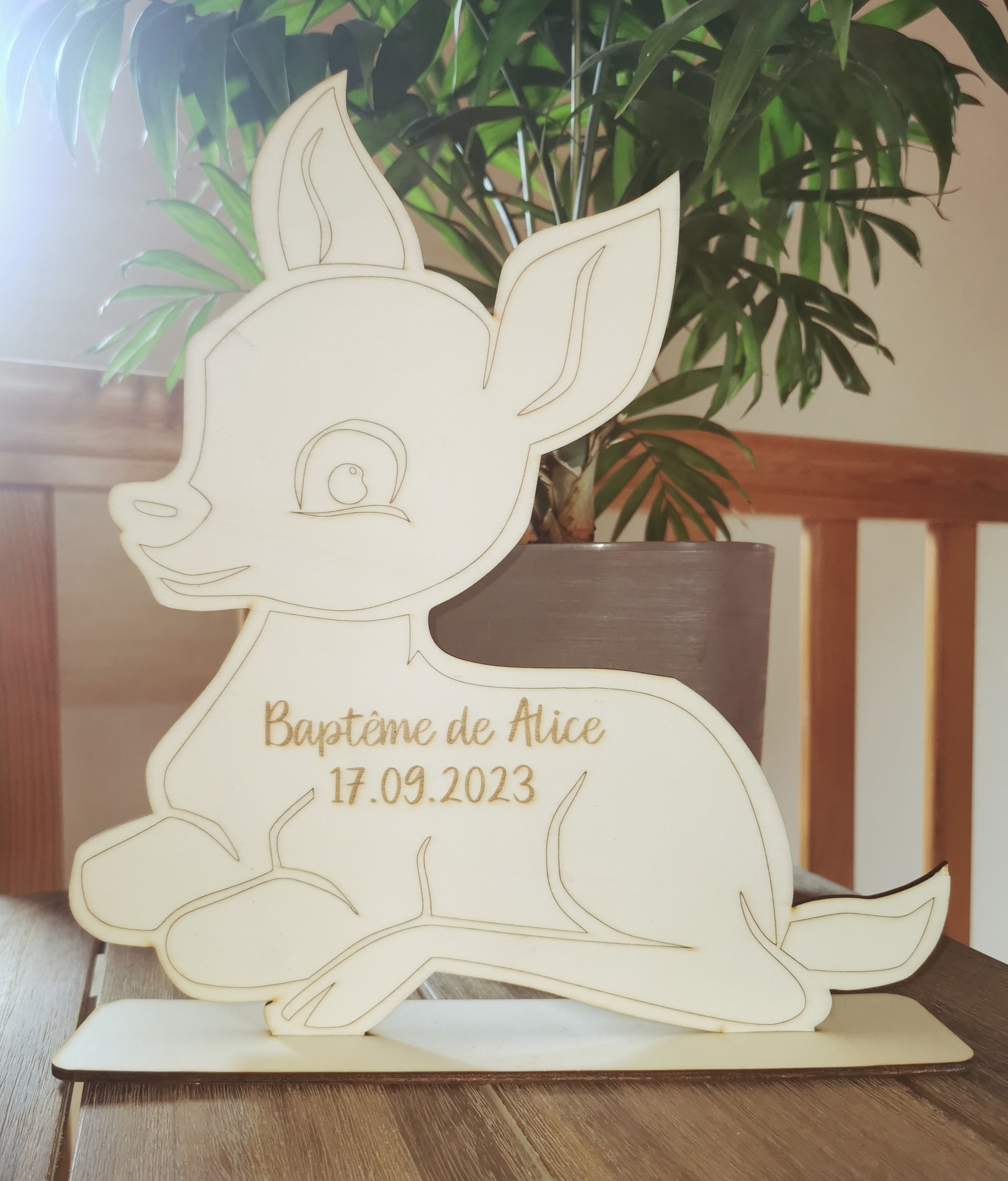 Ensemble de décoration de table personnalisable pour baptême, thème biche, vue 2