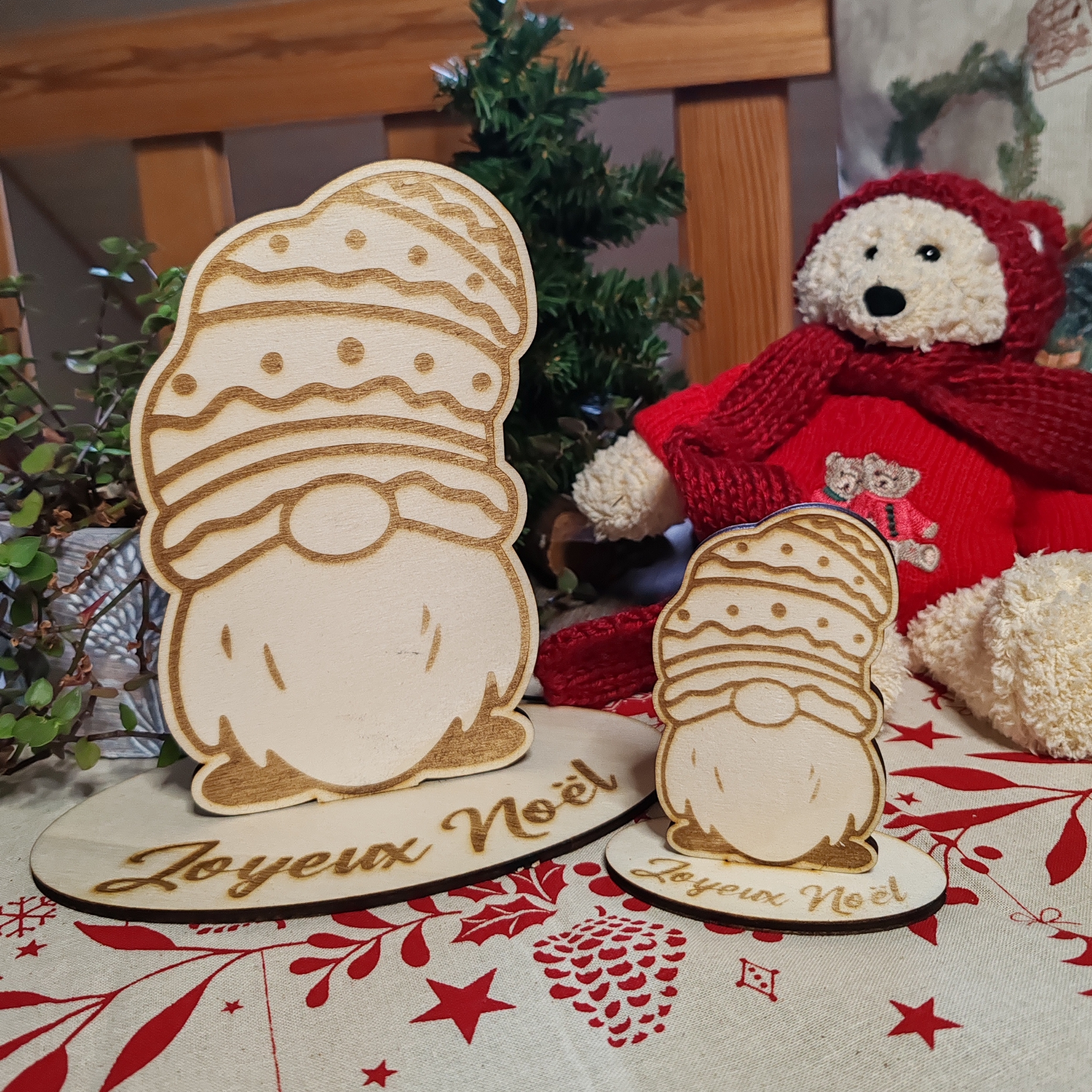 Gnomes de Noël en bois, vue 4