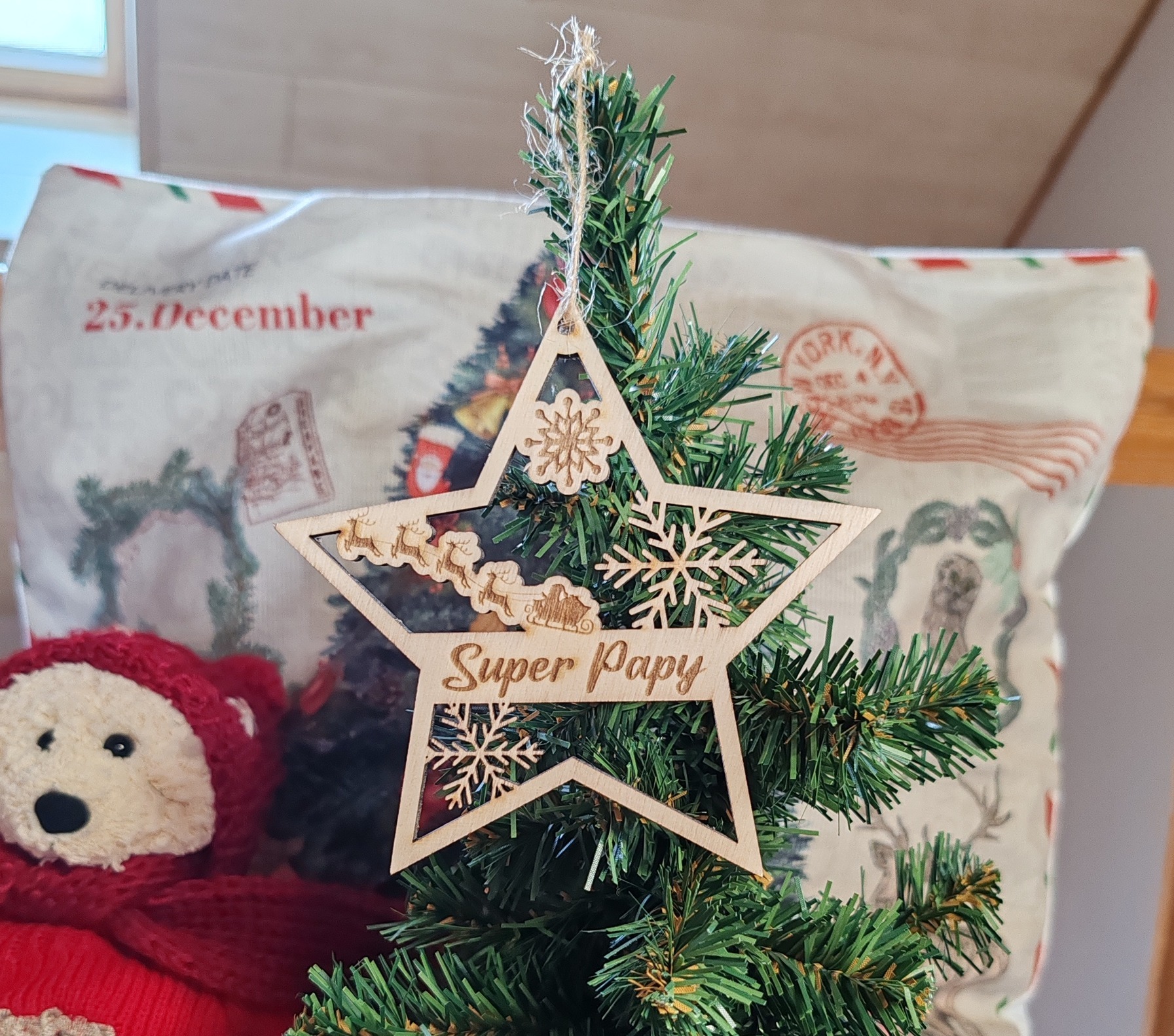 Étoile de Noël en bois personnalisée