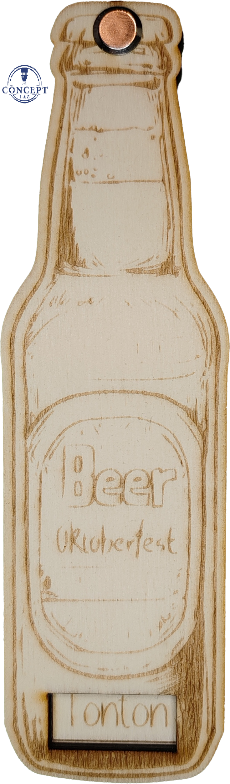 Faire-part de demande de parrain ou marraine en bois, thème bière, vue 4