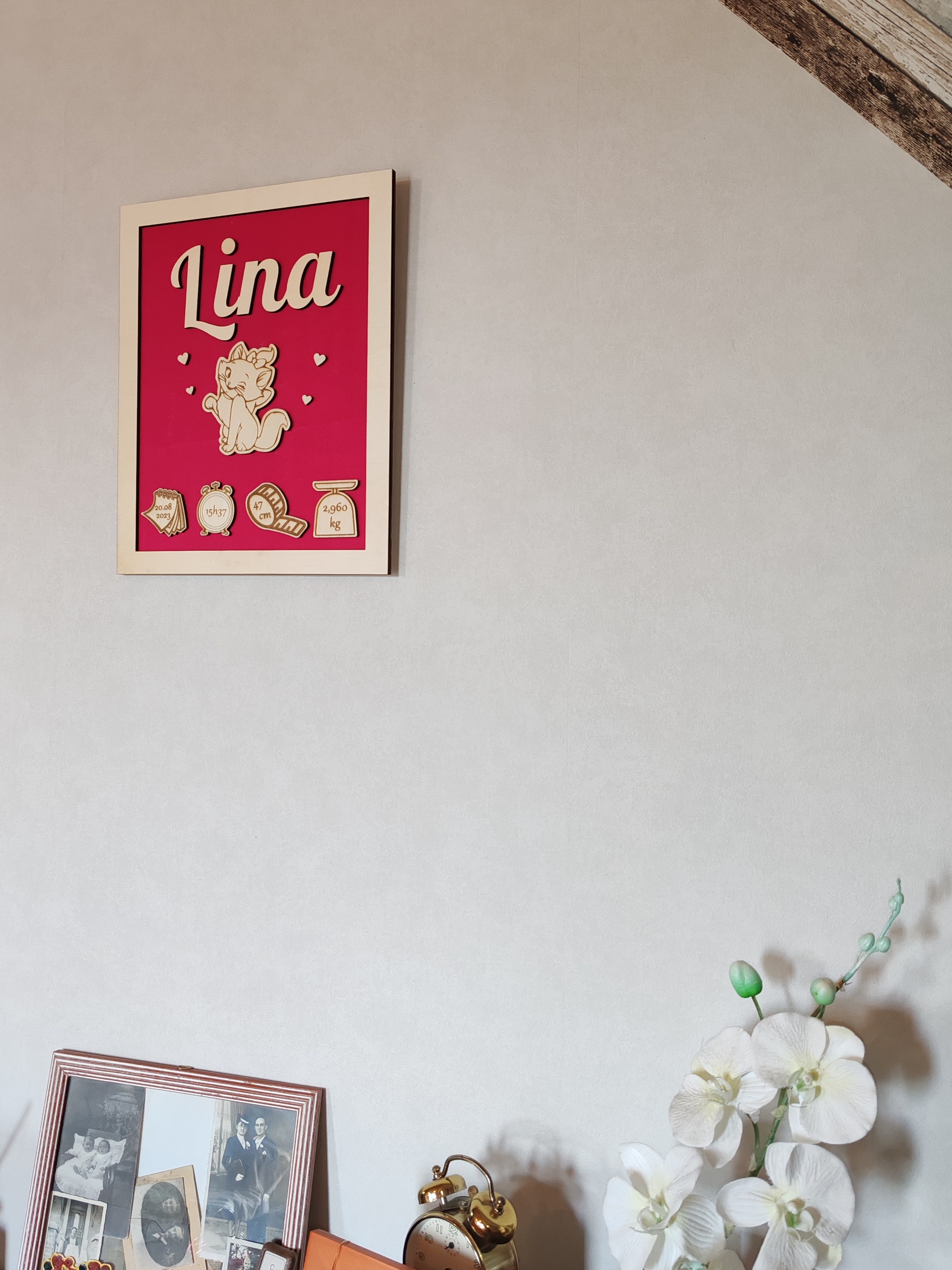 Pancarte de naissance personnalisée en bois, vue 4