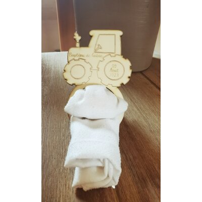 Rond de serviette personnalisable en bois pour baptême