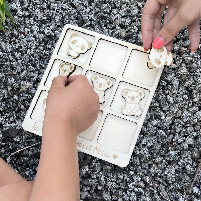 Mini Puzzle Bois Tic-Tac-Toe – Jeu De Morpion Portable Pour Enfants, Idéal Pour Anniversaires Et Fêtes De Famille