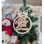 Boule de Noël en bois « Mon premier Noël » avec prénom
