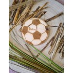 Faire-part de demande de parrain ou marraine en bois, thème ballon de foot, vue 3