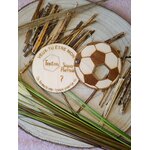 Faire-part de demande de parrain ou marraine en bois, thème ballon de foot, vue 4