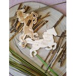 Faire-part de demande de parrain ou marraine en bois, thème cheval, vue 2