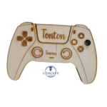 Faire-part de demande de parrain ou marraine en bois, thème manette de jeu, vue 2
