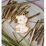 Faire-part de demande de parrain ou marraine en bois, thème chat, vue 4