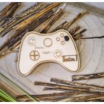 Faire-part de demande de parrain ou marraine en bois, thème manette de jeu, vue 3