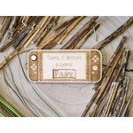 Faire-part de demande de parrain ou marraine en bois, thème console de jeux, vue 4