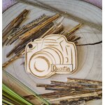 Faire-part de demande de parrain ou marraine en bois, thème photographie, vue 3